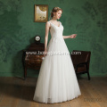 real photo wholesale price white O-neckline long sleeve 3D flower lace wedding dress ball gown